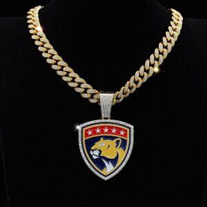 Hot selling fashion hip hop wild leopard ice hockey team necklace jewelry